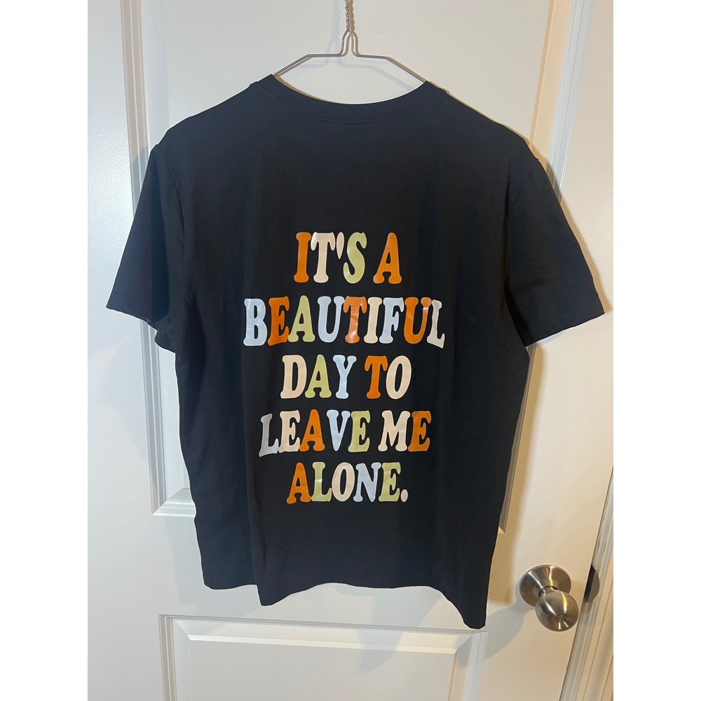 Unbranded Unisex T-Shirt Graphic Leave‎ Me Alone Print Black Size M